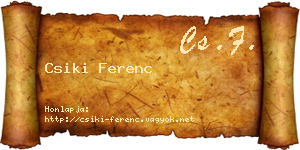 Csiki Ferenc névjegykártya